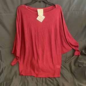 Kala Vella Waffle Knit Burgundy Dolman Top
